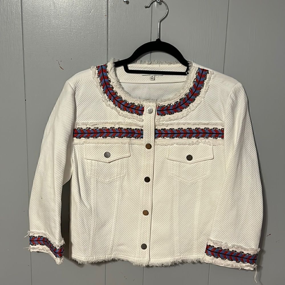 Rebecca Minkoff White Embellished Jacket Size Small